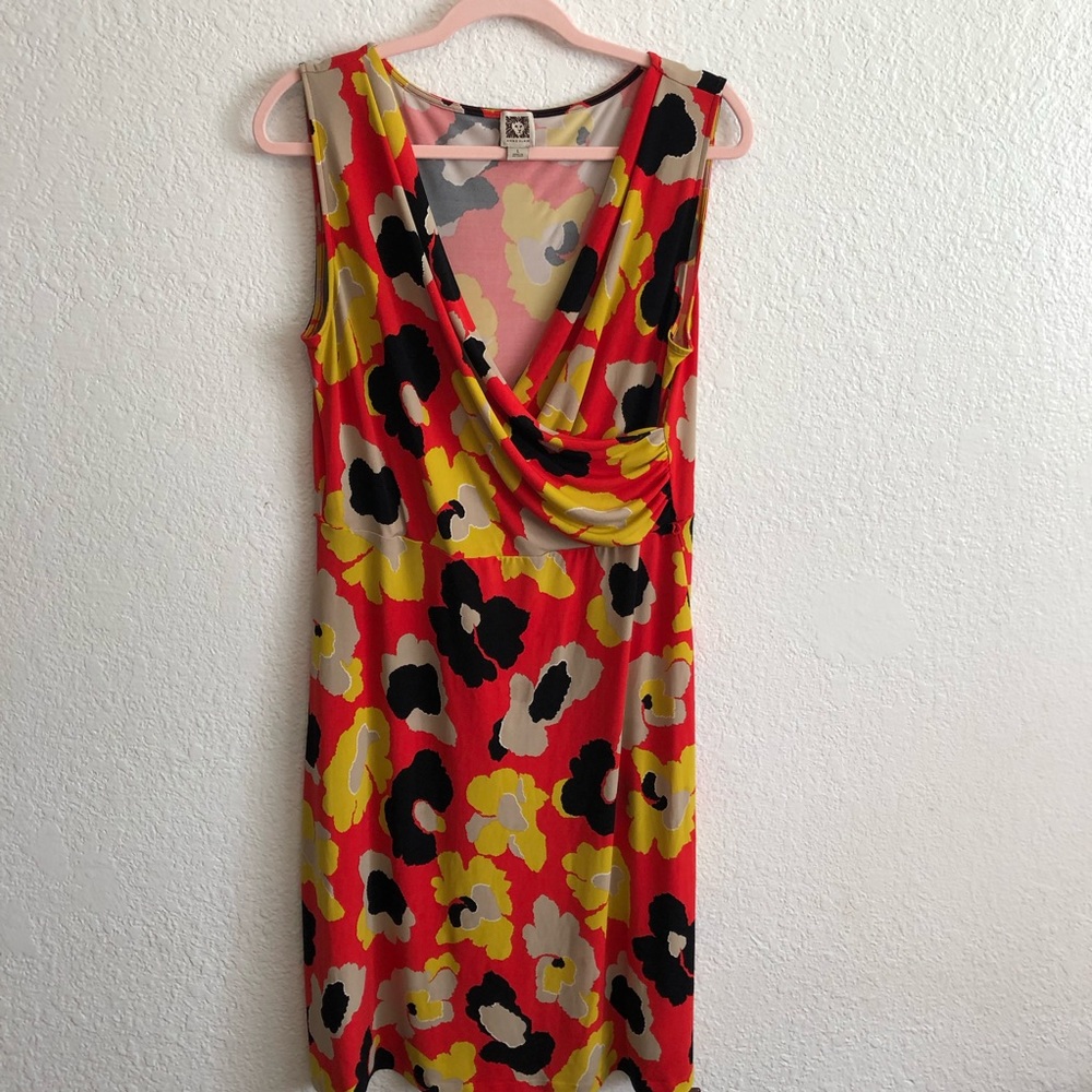 ANNE KLEIN Sleeveless Cross Front Floral Dress
